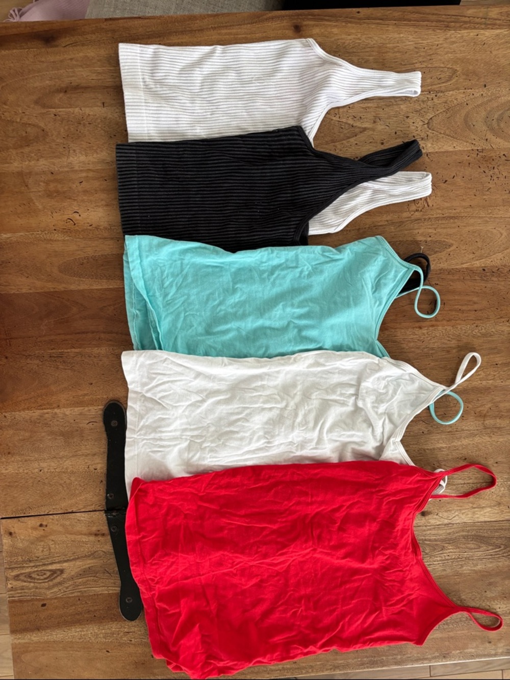 Women’s Ribbed & Cotton Tank Top Pack - Red, White, Black, Aqua